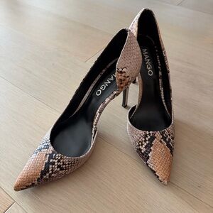 Mango Women's Snakeskin Heels - Tan and Black